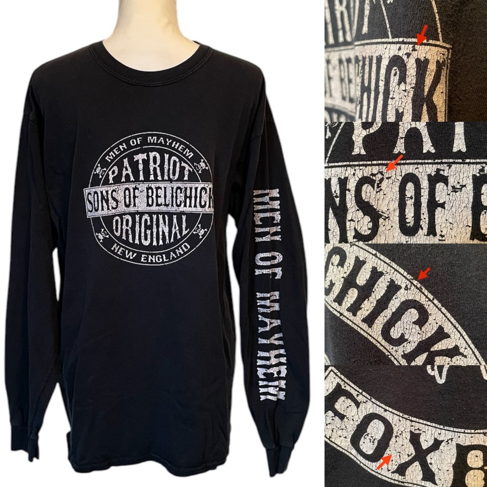 Gildan 100% Cotton New England Patriots Sons Of Belichick Men’s Lg Long Sleeve